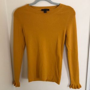 Ann Taylor Ribbed Knit Mustard Long Sleeve Sweater Size M